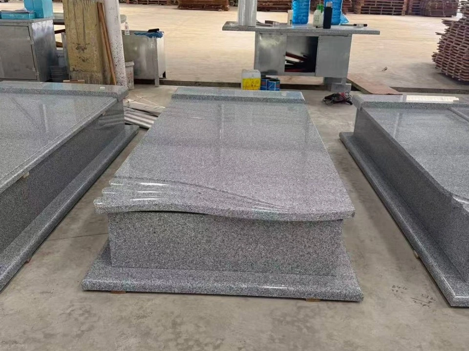 Cambodia Grey Granite Ledger Slab & Bases Factory